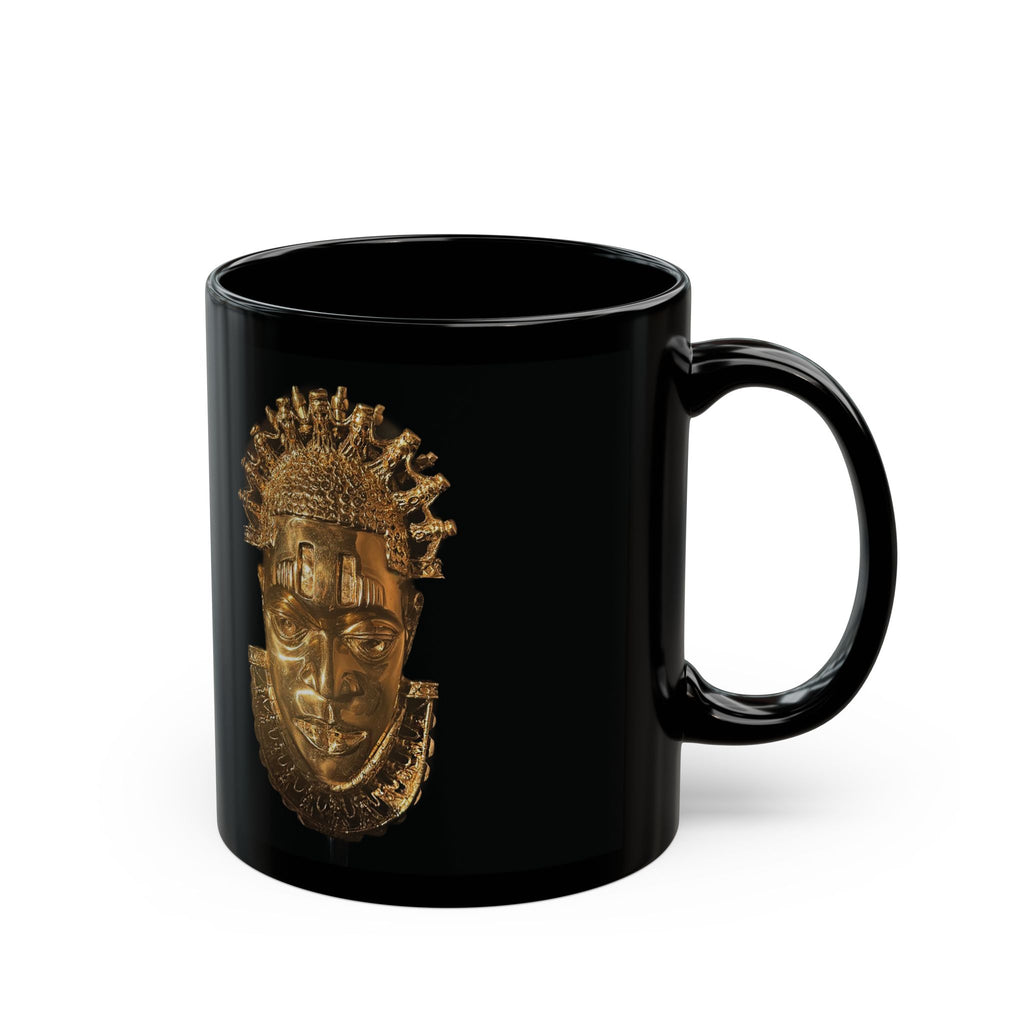 Queen Idia Black Mug – Golden Legacy in Every Sip