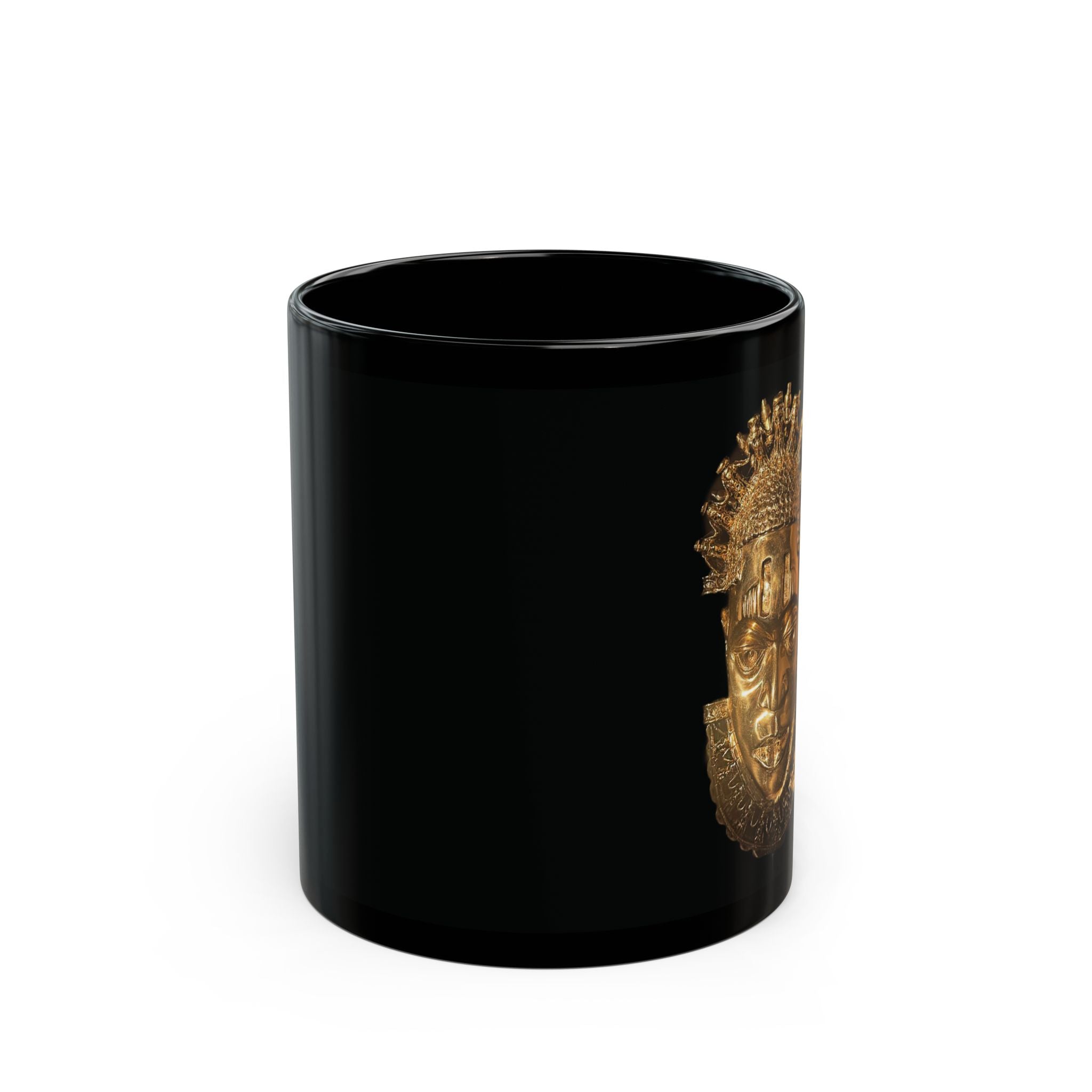 Queen Idia Black Mug – Golden Legacy in Every Sip